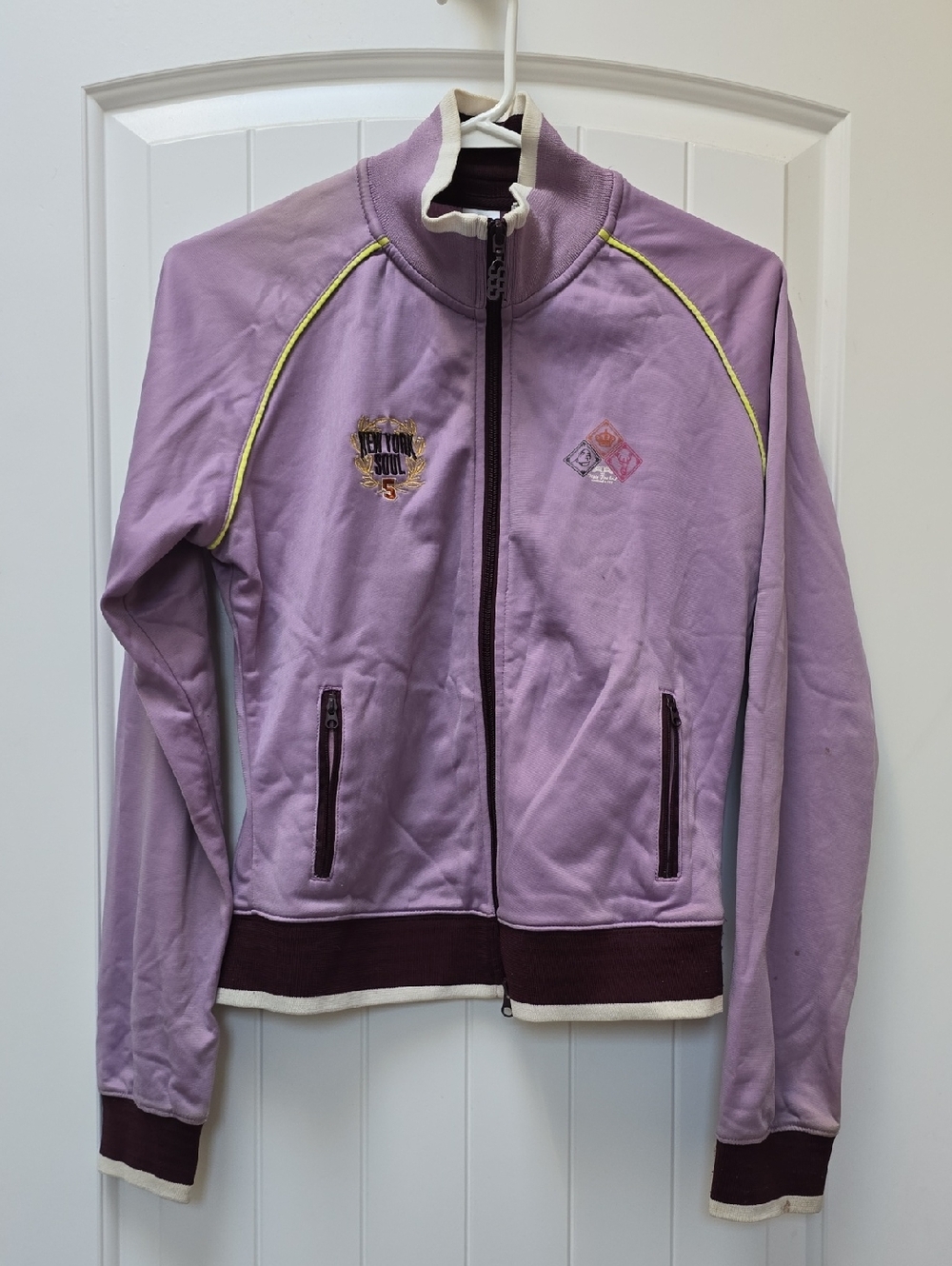 Triple Five Soul Lavender Utility Zip Jacket with Maroon Trim